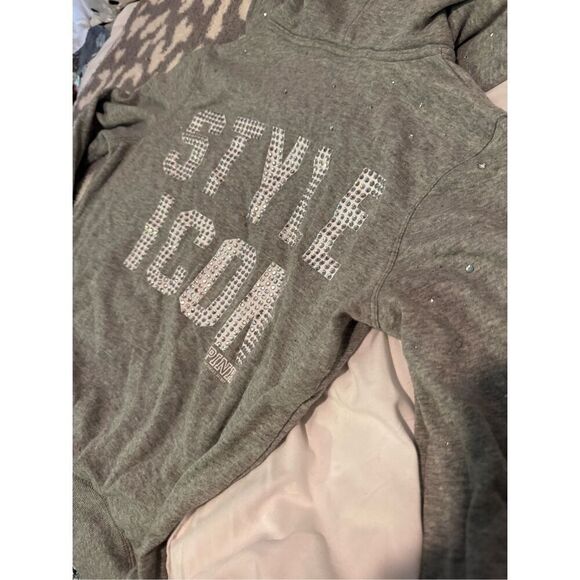 VS pink Full zip up hoodie hooded sweatshirt og y2k vintage bling style icon - Picture 6 of 13